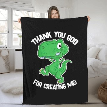 Discover Dinosaur Pet Cartoon TRex Thank God For Creating Me Fleece Blankets