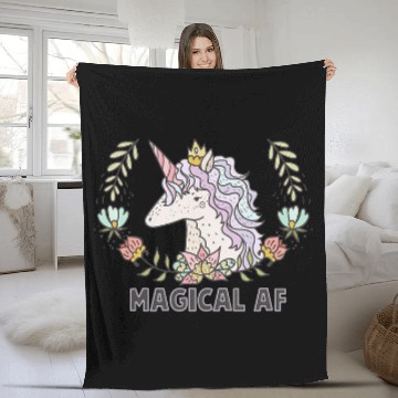 Discover Unicorn Pet Magical AF Hand Drawn Unicorn Art Fleece Blankets
