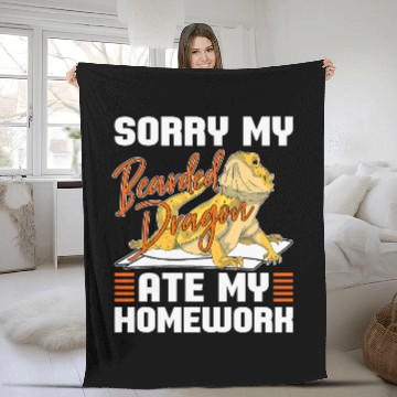 Discover Bearded Dragon Pet Sorry My Bearded Dragon Ate My homeswork 9 Fleece Blankets