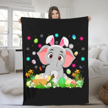 Discover Elephant Mammal Bunny Easter Egg Lover Funny Elephant Easter Sunday Baseball Tees Fleece Blankets