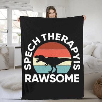 Discover Dinosaur Pet SLP Therapy Dinosaur Rawsome Speech Language Pathologist Fleece Blankets