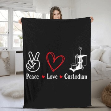 Discover Peace Love Custodian School Custodian Janitor Appreciation Fleece Blankets
