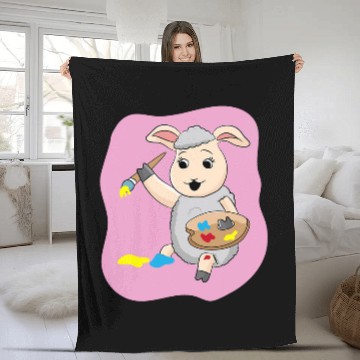 Discover Sheep Pet Painting Artsy Drawing Lamb Fleece Blankets