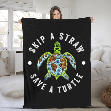 Discover Turtle Pet Skip a Straw Save a Turtle Vintage Retro Save The Turtles 52 Zip Fleece Blankets