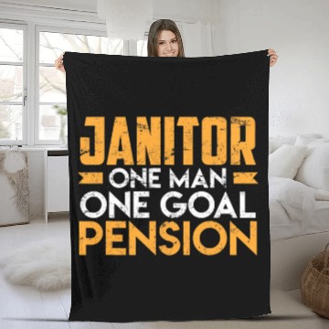 Discover Janitor saying one man one goal Pension Retirement Fleece Blankets