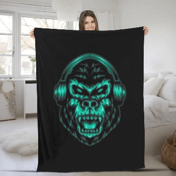 Discover Gorilla Pet Headphones Sonic Ape Groove Monkey Retro 80s Fleece Blankets
