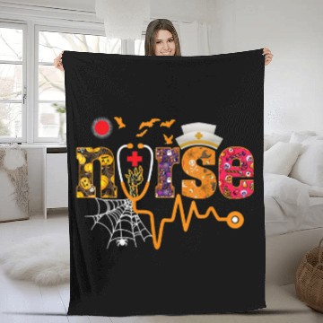 Discover nurses Job With Pumpkin Boo Spider Witch Halloween157 Fleece Blankets