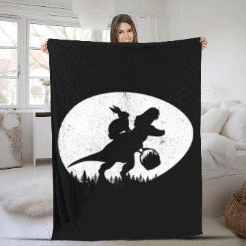 Discover Dinosaur Pet Bunny Dinosaur T rexs Easter Egg Basket Easter Day Boys Kids Fleece Blankets