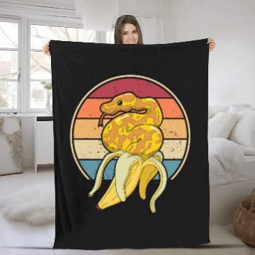 Discover Python Pet Retro Pythonidae Snake Owner Snake Lover Banana Ball Python Zip Fleece Blankets