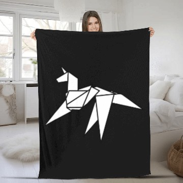 Discover Unicorn Pet Origami Unicorn Blade Runner Inspired Design White Fleece Blankets