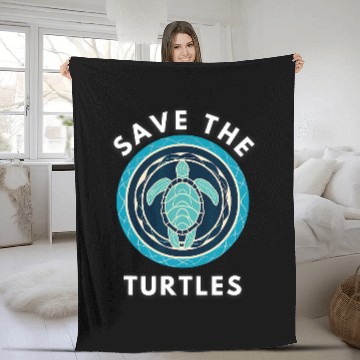 Discover Turtle Pet Cute Sea Turtle Save the Turtles Design for World Turtle Day 1 Fleece Blankets