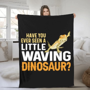 Discover Bearded Dragon Pet Reptile Waving Dinosaur Herpetologist Fleece Blankets