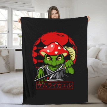 Discover Frog Pet Mushroom Hat Samurai Frog vintages Japanese Warrior 100 Fleece Blankets