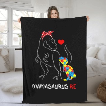 Discover Autism Puzzle Dino Mamasaurus T rexs Dinosaur Mama Saurus Zip Fleece Blankets