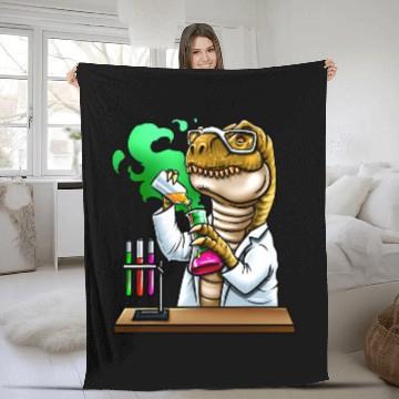 Discover Dinosaur Pet Chemistry Dinosaur Science Scientist Laboratory TRex Fleece Blankets