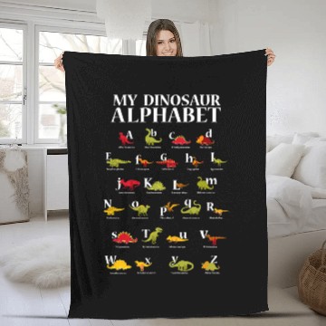 Discover Dinosaur Pet Alphabet Dino Identification Kids Back To School Fleece Blankets