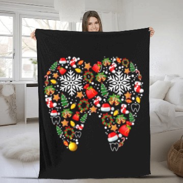Discover dentists Job Funny Teeth xmass Tree dentists Christmas Dental Squad Fleece Blankets