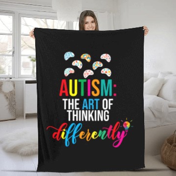 Discover Autism Puzzle The Art of Thinking Differently Support Community Fleece Blankets