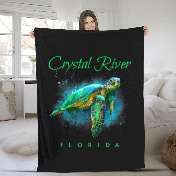 Discover Turtle Pet Crystal River Florida Watercolor Sea Fleece Blankets
