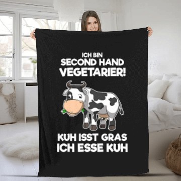 Discover Cow Pet Ich Bin Second Hand Vegetarian Cow Meat Food Grass Hunter Fleece Blankets