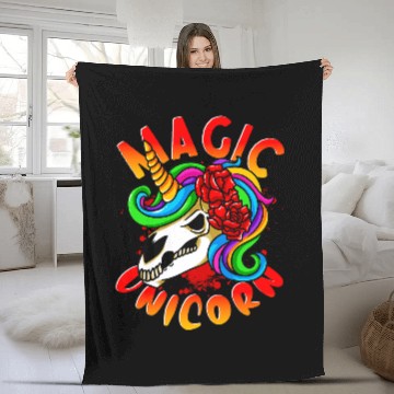 Discover Unicorn Pet Magic Unicorn RocknRoll Skull Roses Rainbow Fleece Blankets
