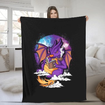 Discover Book Fun dragon reading renaissance middle ages fantasy medieval Fleece Blankets