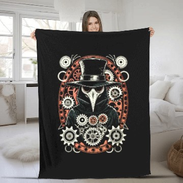 Discover vintages Gear Retro Steampunk Plague Doctor Fleece Blankets