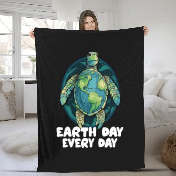Discover Turtle Pet Earth Day Everyday Sea Turtle Environment Save Earth Fleece Blankets