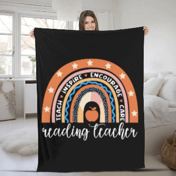 Discover Book Fun bests Reading Teacher Rainbow Reading Coachs Fleece Blankets