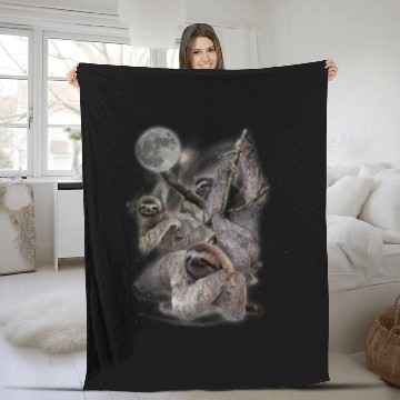 Discover Sloth Pet Gift Sloths Howling at the Moon  Funny Sloth Zip Fleece Blankets