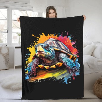 Discover Turtle Pet Colorful Eastern Box Turtle Lover Splash Art Baseball Tees Fleece Blankets
