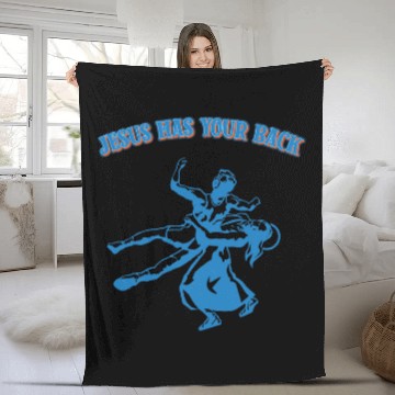 Discover Sport Wrestling Jesus Has Your Back Design Baseball Tees Fleece Blankets