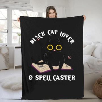 Discover Book Fun Black Cat on Magic Spell Book Wiccan Pagan Reader Zip Fleece Blankets