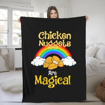 Discover Chicken Pet Nuggets Are Magical Funny Rainbow Chicken Nugget Fleece Blankets