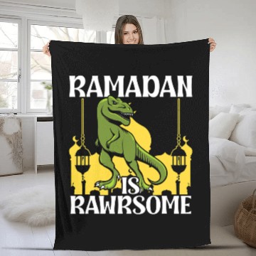 Discover Dinosaur Pet Ramadan Is Rawrsome Dinosaur vintages Mubarak Fleece Blankets