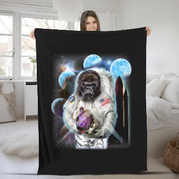 Discover Gorilla Pet Gorilla in Astronaut Suit Space Shuttle Moon Zip Fleece Blankets
