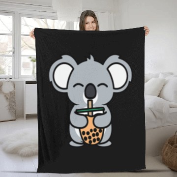 Discover Koala Pet Kawaii Koala Bear Bubble Tea Drink Koala Loves Boba Tea Fleece Blankets