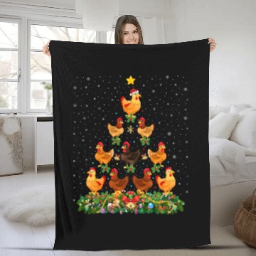 Discover Chicken Pet Christmas Tree Funny Christmas Chicken Fleece Blankets