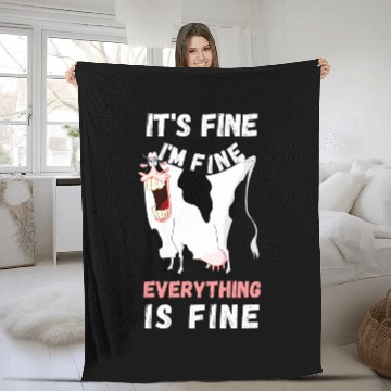 Discover Cow Pet Its Fine Im Fine Everything Is Fine Funny Cow Farmer Baseball Tees Fleece Blankets