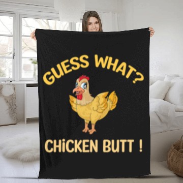 Discover Chicken Pet guess what chicken butt dadsiblings friends Fleece Blankets