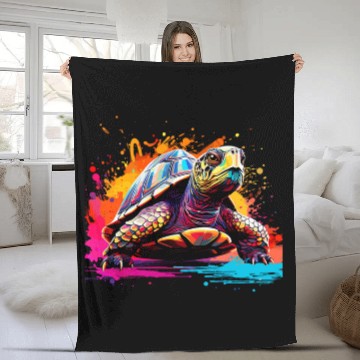 Discover Turtle Pet Splash Art Box Turtle Lover Colorful Zip Fleece Blankets