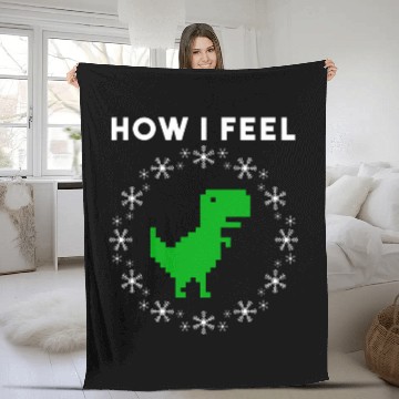 Discover Dinosaur Pet Surrounded By Snowflakes Funny Old School Boomer Fleece Blankets