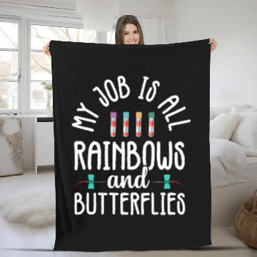 Discover nurses Job Rainbows and Butterflies Phlebotomist Phlebotomy Tech nurses Zip Fleece Blankets