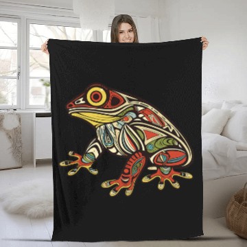 Discover Frog Pet Native American Indian Style Art Pacific Northwest 10 Fleece Blankets