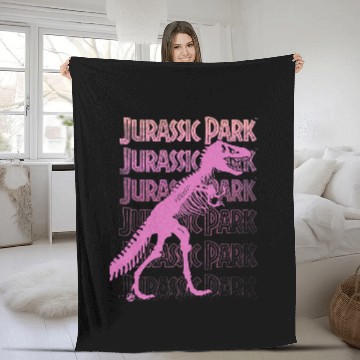 Discover Dinosaur Pet Jurassic Park TRex Large Skeletons Silhouette Pink Gradient Fleece Blankets