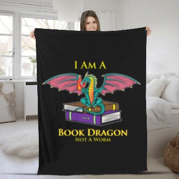 Discover Book Fun Im Not A Bookworm Im A Book Dragon Bookaholic Fleece Blankets