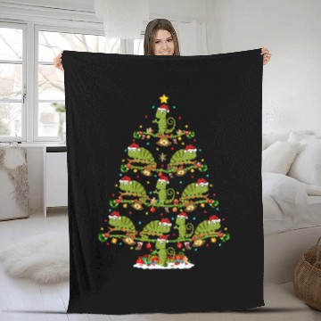 Discover Chameleon Pet xmass Lighting Santa Chameleon Christmas Tree Fleece Blankets