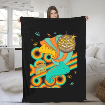 Discover Chameleon Pet vintages Disco 70s 80s Lizard Reptile Zip Fleece Blankets