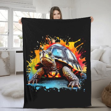 Discover Turtle Pet Splash Art Eastern Box Turtle Lover Colorful Fleece Blankets