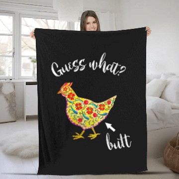 Discover Chicken Pet Guess What Chicken Butt Folk Art Funny Fleece Blankets